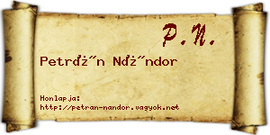 Petrán Nándor névjegykártya